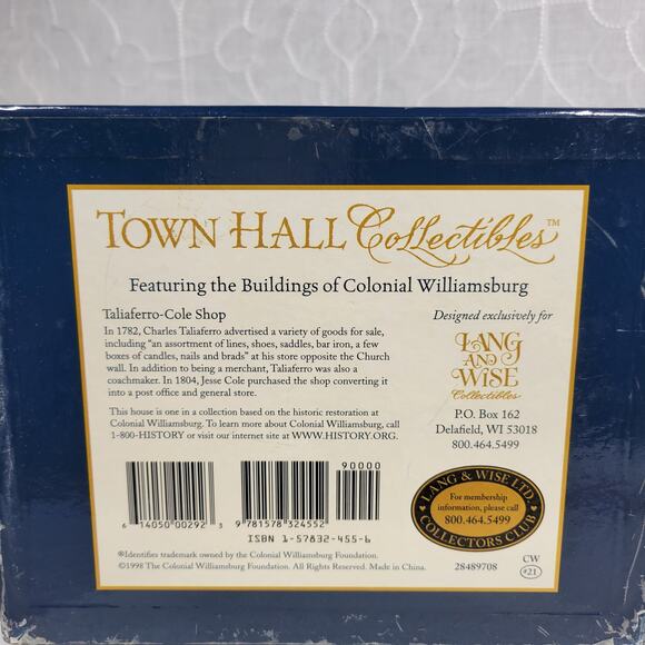 Lang & Wise Colonial Williamsburg Taliaferro Cole Shop Ceramic Figurine 28489708 - Picture 6 of 12